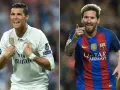 Cristiano Ronaldo w białej koszulce Realu Madryt i Leo Messi w niebiesko-czerwonej koszulce Barcelony. Kto lepszy: Messi czy Ronaldo?