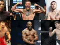 Sześciu zawodników MMA, w tym słynni mma zawodnicy polscy, gotowi do walki.