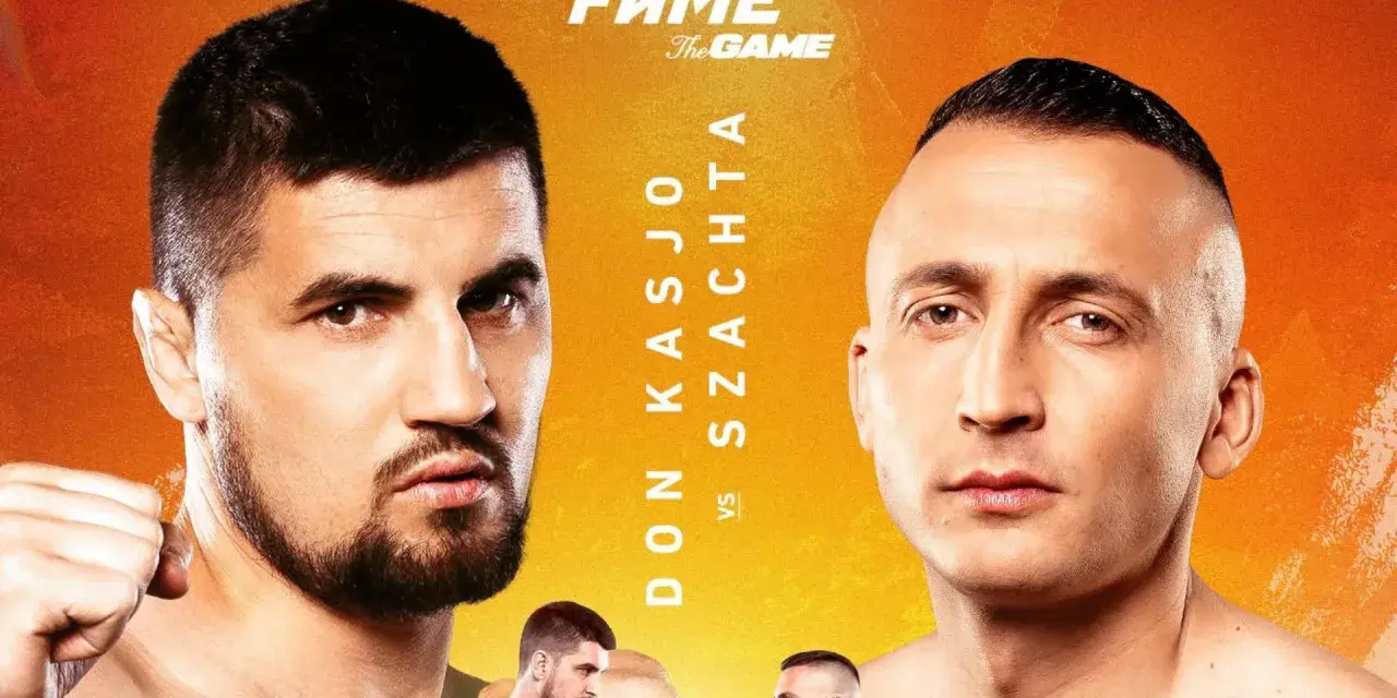 Karta walk Fame MMA 32: Don Kasjo vs Szachta. Dwóch zawodników w zbliżeniu, gotowych do walki.