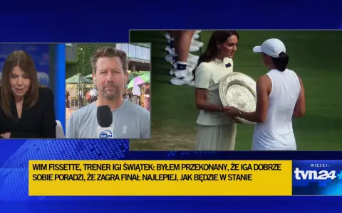 Wim Fissette, trener Igi Świątek, z dumą patrzy na jej sukces. Na zdjęciu widać też Kate Middleton wręczającą puchar.