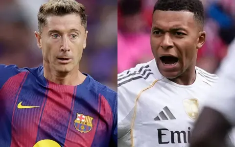 Robert Lewandowski i Kylian Mbappé, dwaj czołowi napastnicy, rywalizujący o tytuł króla strzelców La Liga.