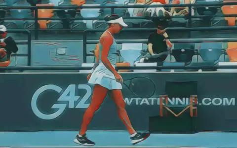 Tenisistka idzie po korcie, trzymając rakietę. Tło sugeruje turniej WTA Abu Dhabi 2026.