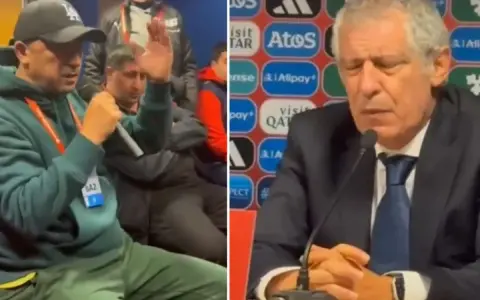 Konferencja prasowa po meczu Santos FC. Trener Fernando Santos odpowiada na pytania dziennikarzy.