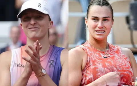 Iga Świątek i Aryna Sabalenka, dwie czołowe tenisistki, w zbliżeniu.
