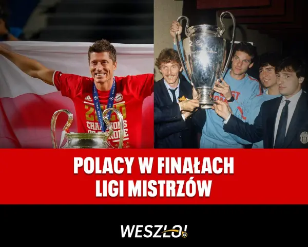 Robert Lewandowski z pucharem Ligi Mistrzów i drużyna z lat 80. - polscy piłkarze, którzy wygrali Ligę Mistrzów.