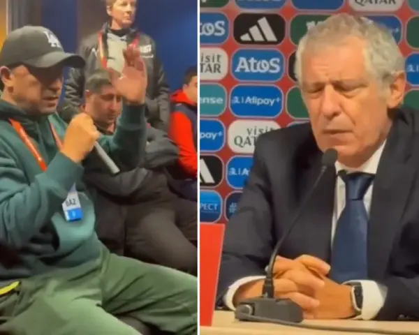 Konferencja prasowa po meczu Santos FC. Trener Fernando Santos odpowiada na pytania dziennikarzy.