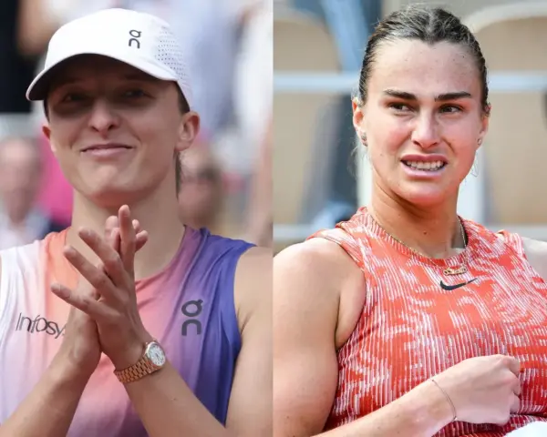 Iga Świątek i Aryna Sabalenka, dwie czołowe tenisistki, w zbliżeniu.