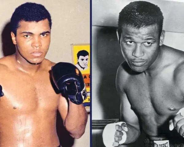 Muhammad Ali i Sugar Ray Robinson, dwaj legendarni bokserzy, którzy na zawsze zapisali się w historii jako najlepsi bokserzy w historii.