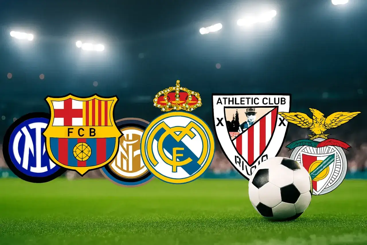 Emblematy klubów piłkarskich, w tym FC Barcelona i Real Madryt, sugerują gorące la liga transfery.