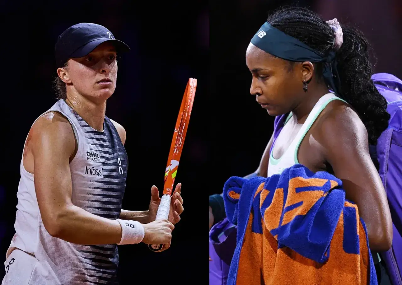 Iga Świątek i Coco Gauff, dwie tenisistki gotowe do walki na korcie.