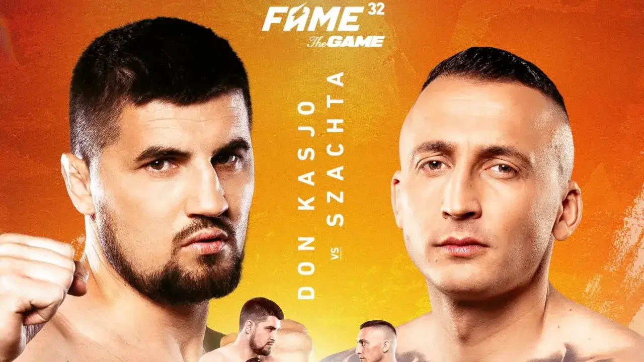 Karta walk FAME 32: Don Kasjo vs Szachta. Dwóch zawodników patrzy w obiektyw, gotowych do starcia.